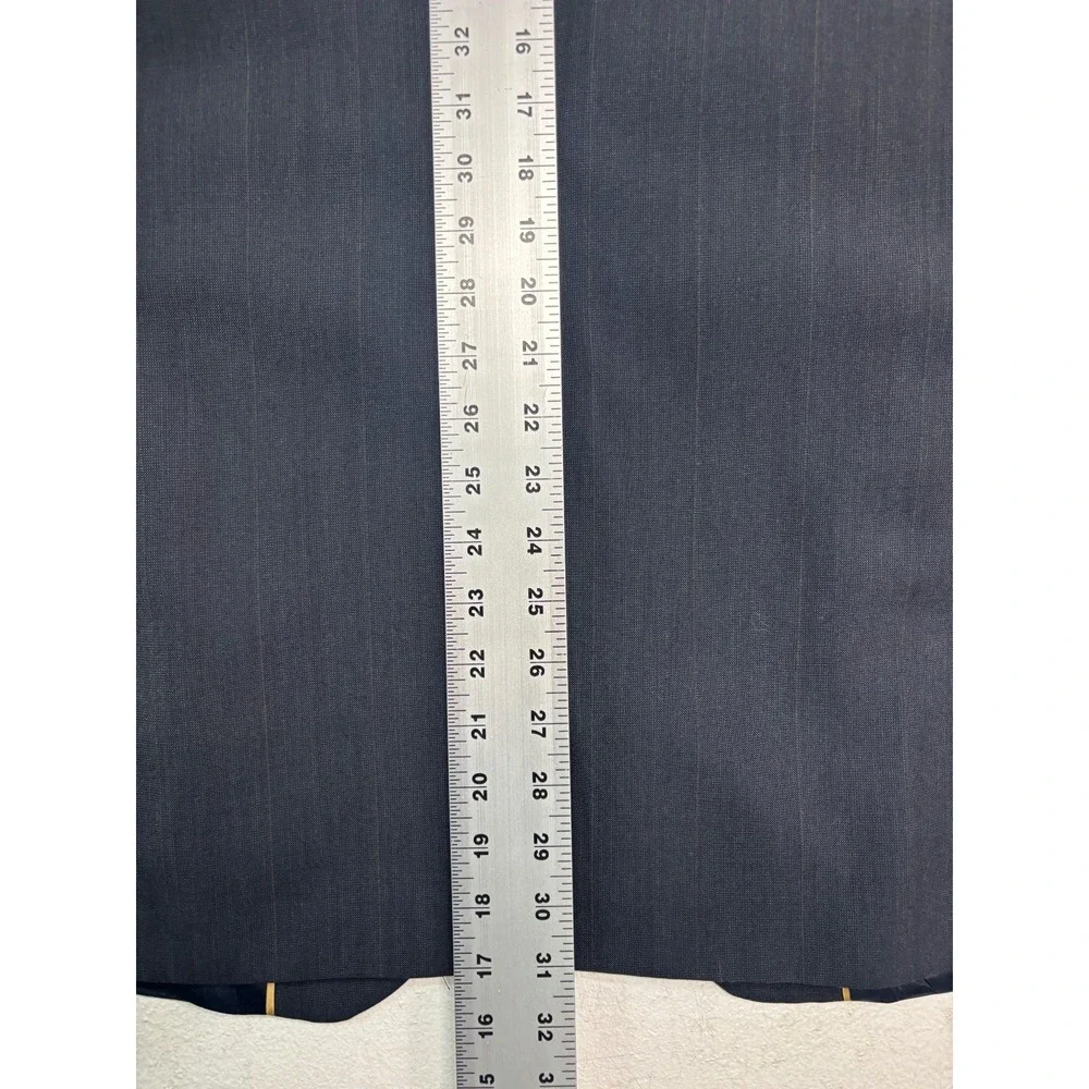 vtg 90s Haggar 46R 38x29 Charcoal Stripe 2pc Pant Suit Wool Blend USA Flat Front